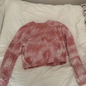 Garage pink cropped tie dye lightweight crewneck